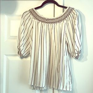 White and Black Striped Blouse